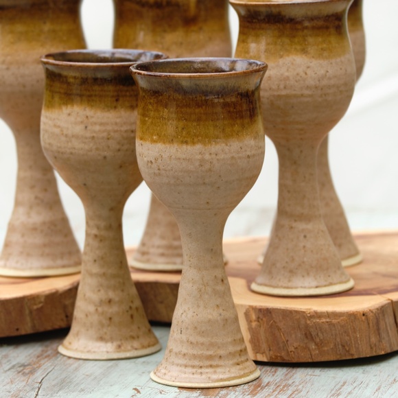 Vintage Geele Studio Pottery Goblets / Cordials - Set of Six (6) - Picture 3 of 10